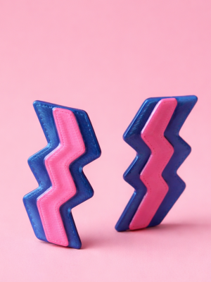 Boucles d’oreilles Éclair — Bleu & Rose