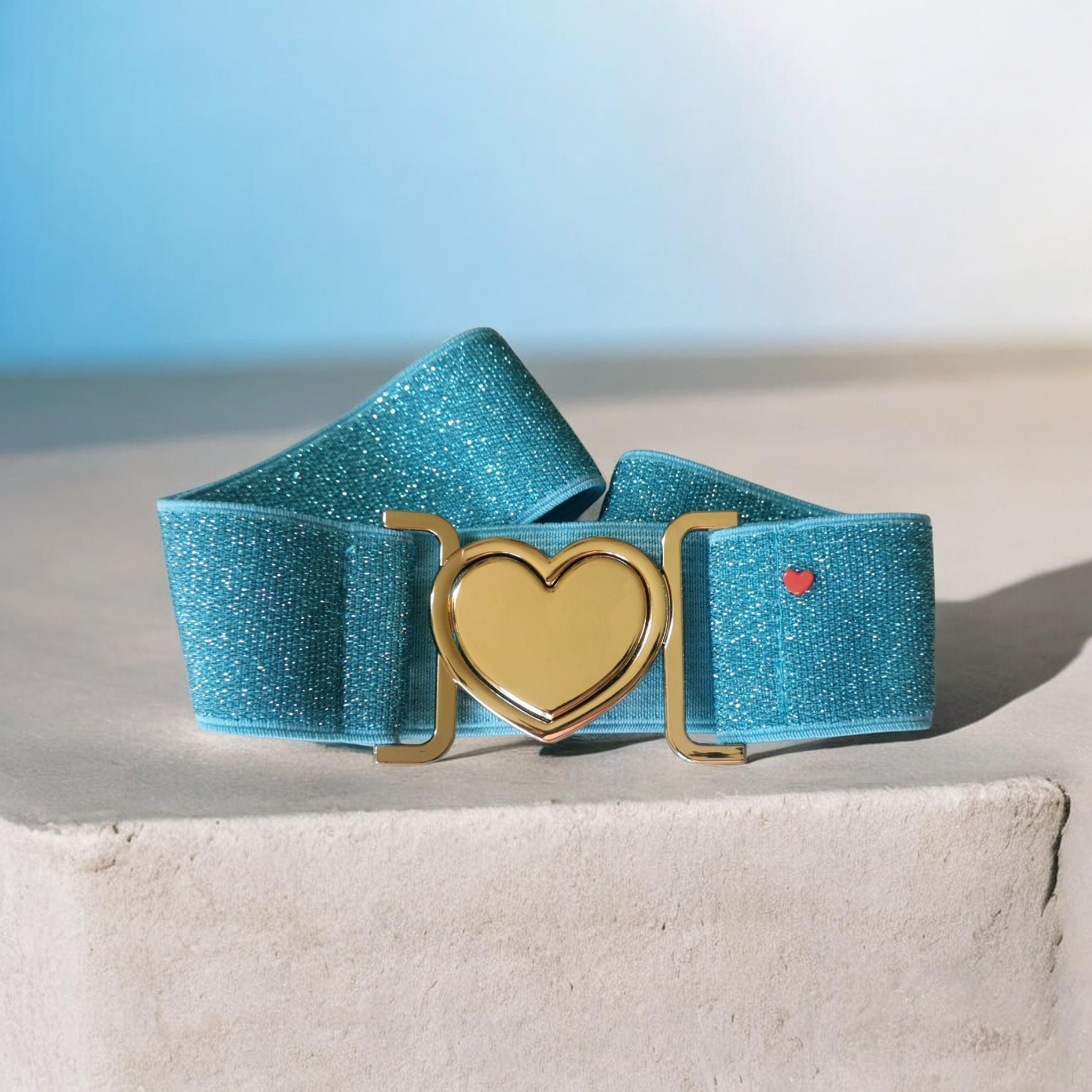Ceinture Paillettes Turquoise Coeur