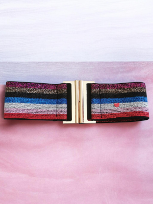 Ceinture Paillettes Rayée Multicolore